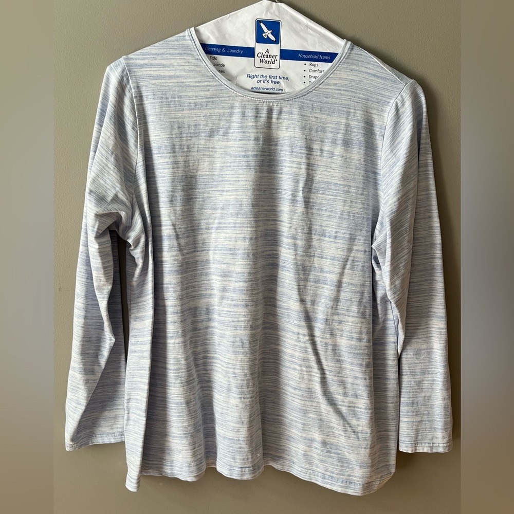 Croft & Barrow, Light blue and white, striped Long Sleeve women’s Tee 1x